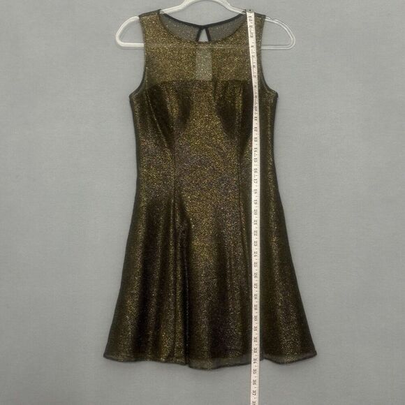 Aidan Aidan Mattox Womens Dress 6 Black Gold Metallic Sparkle Mini Fairygrunge - Picture 9 of 16